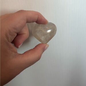 Rutile quartz heart - crystal heart - golden inclusions